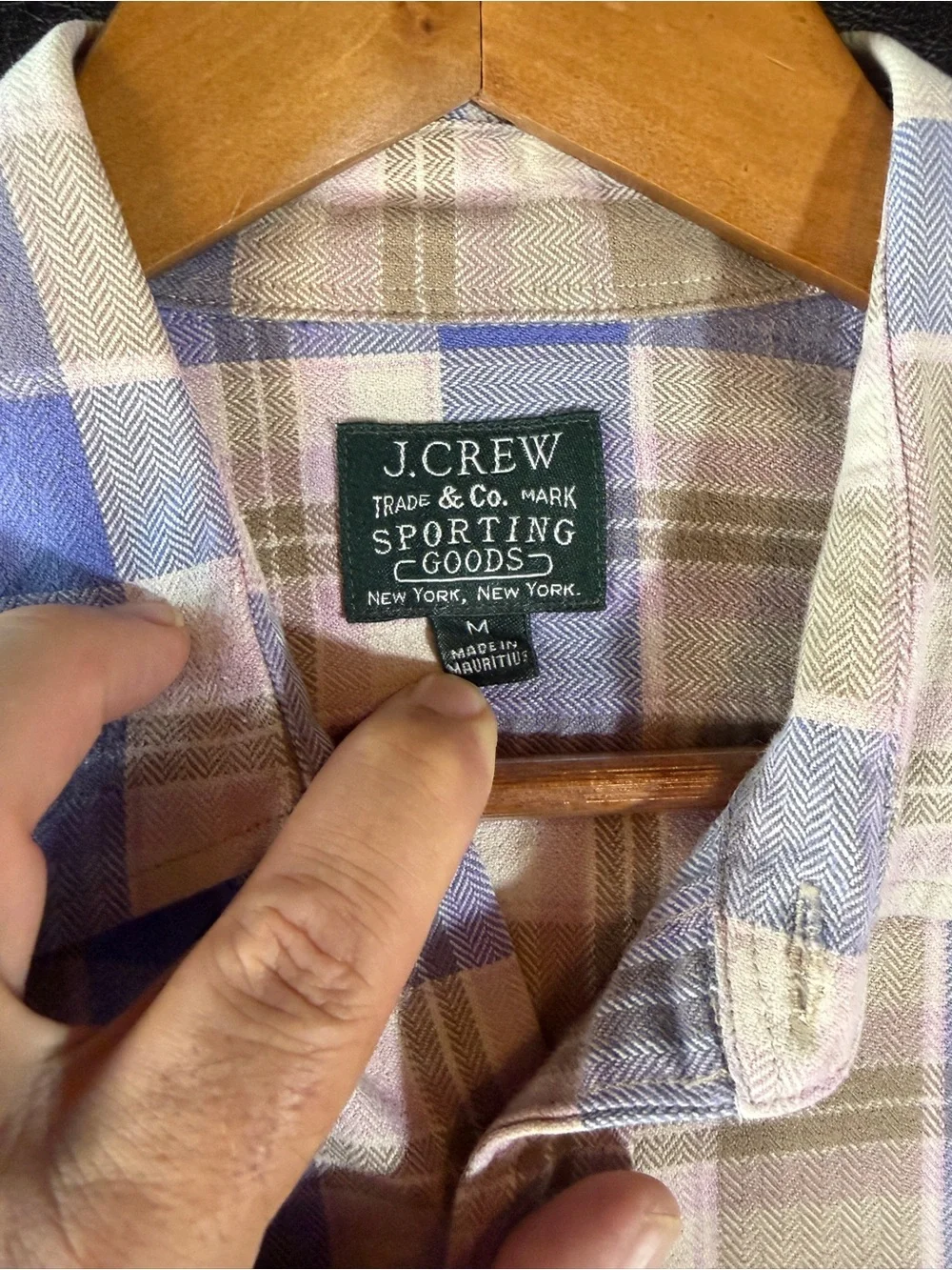 J. Crew Men's Lavender, Tan & Blue Plaid Button-Down Shirt